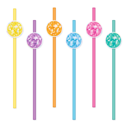 Retro Disco papír szívószálak 19,5 cm | 6 darabos készlet Retro Disco papír szívószálak 19,5 cm | 6 darabos készlet